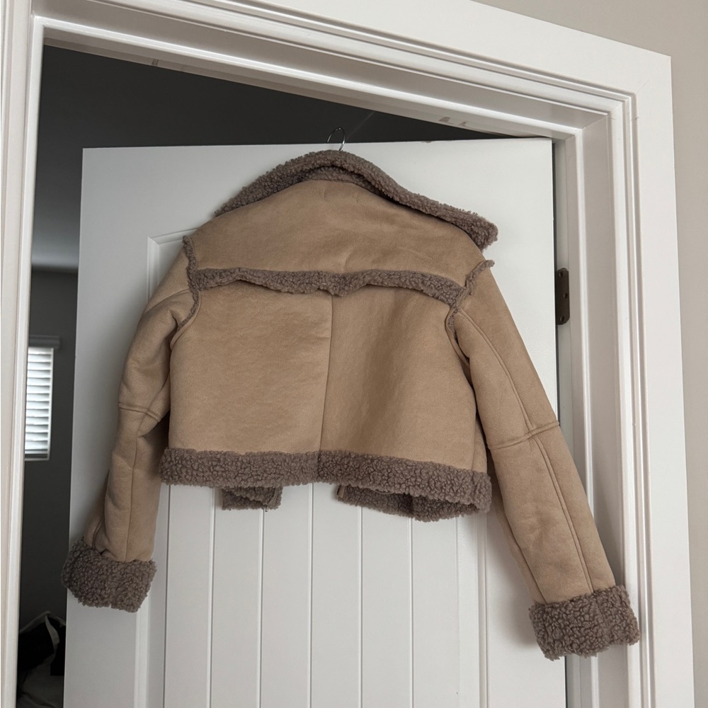 Teddy Brown Shearling Cropped Jacket - image 3